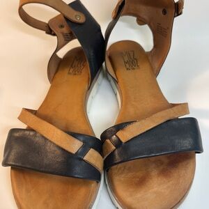 Miz Mooz Black and Tan Sandals with Adjustable Straps size 8.5